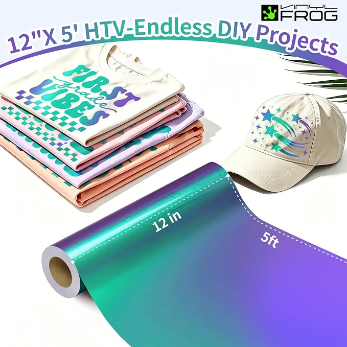 VINYL FROG Chameleon Heat Transfer Vinyl Roll 12" x12ft Gradual HTV Vinyl | - Image 2