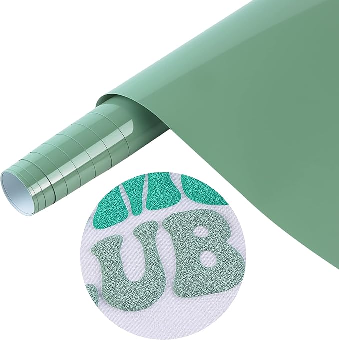 Tintnut Summer Green Puff Heat Transfer Vinyl Roll, easy cut & weed, stretch by Tintnut