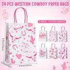 Gaillty 24 Pcs Western Cowgirl Paper Bags Let's Go Girls Boot Hat Pink Cowgirl - Image 2