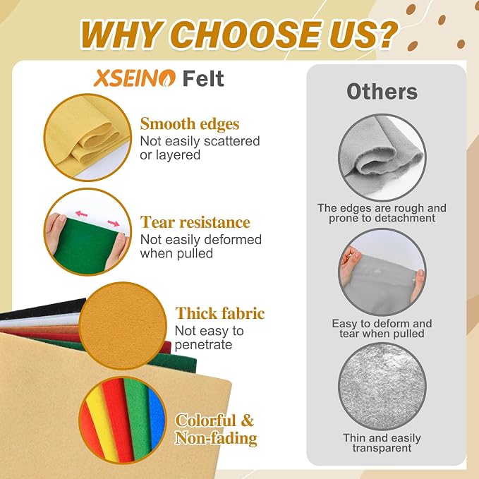 XSEINO 6 Rolls 12"x35" Large Felt Sheets, 1.4mm Thick Nonwoven Fabric - Image 4