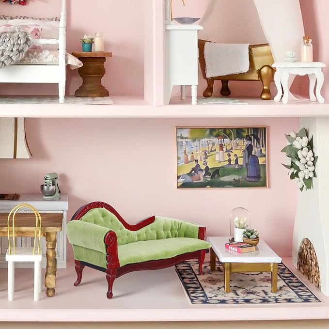 ABOOFAN 1:12 Scale Dollhouse Furniture, Victorian Miniature Couch - Image 8