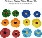 Esweny 12 Flower Stained Glass Mosaic Tiles - Image 4
