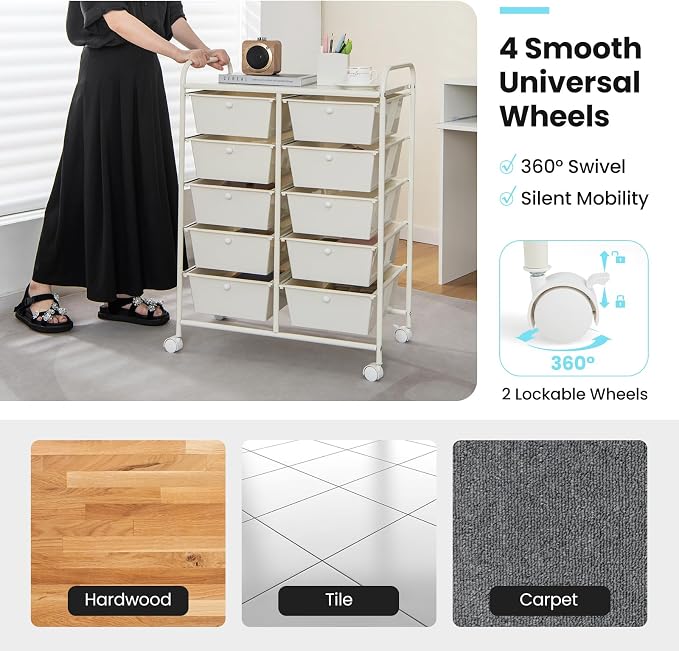 BECOMFORT 10-Drawer Rolling Cart - Image 5