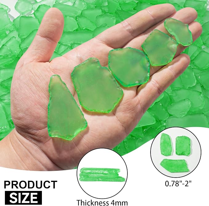 Keedolla Tumbled Sea Glass for Crafts - 40 OZ Green Frosted Seaglass Pieces for - Image 3