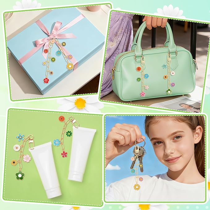 AUGSUN 189Pcs Flower Keychain Making Kit Floral DIY Keychain Craft | Colorful - Image 6