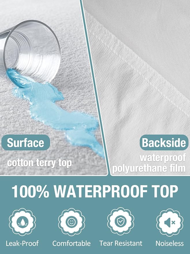 Bedecor 2 Packs Twin Mattress Protector Waterproof Protection Soft Cotton Terry - Image 5