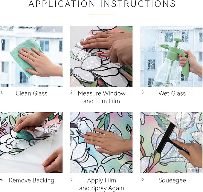 DKTIE Magnolia Pattern Stained Glass Window Film Floral Decorative Window - Image 7