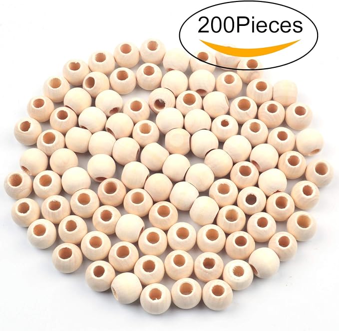 Jdesun 200 Pieces Wooden Beads, Natural Round Wood Loose Beads Wood Spacer 12mm - Image 5