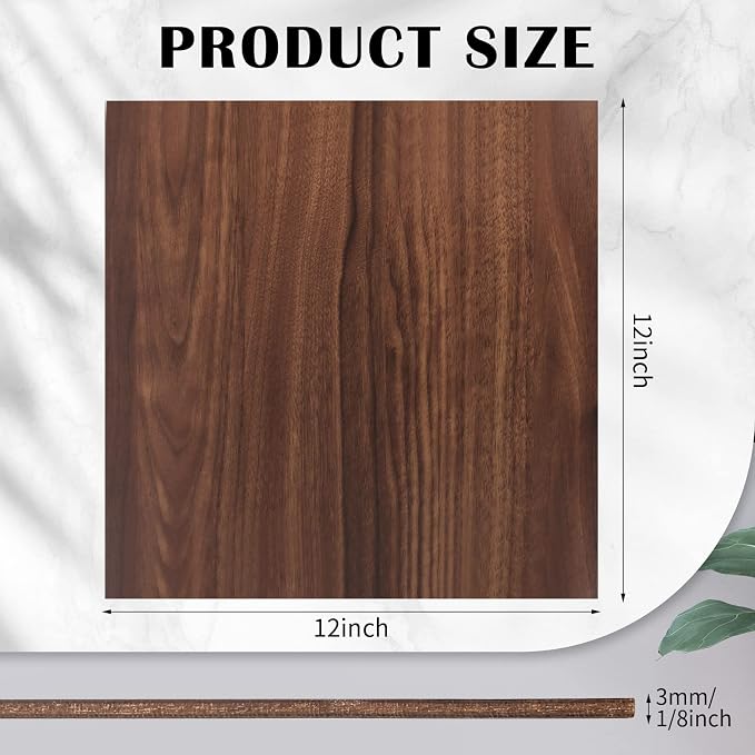 24 Pcs Walnut Unfinished Wood Craft, 3MM 1/8" x 12" x 12" Walnut Unfinished - Image 2