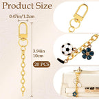 20pcs Gold Keychain Making Kit, Key Ring Swivel Snap Hook Chains, Alloy - Image 2