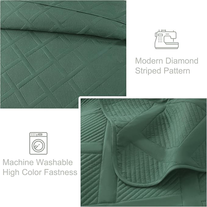 Exclusivo Mezcla Oversized King Quilt Set- Green Cal King Quilts Bedding Set - Image 5