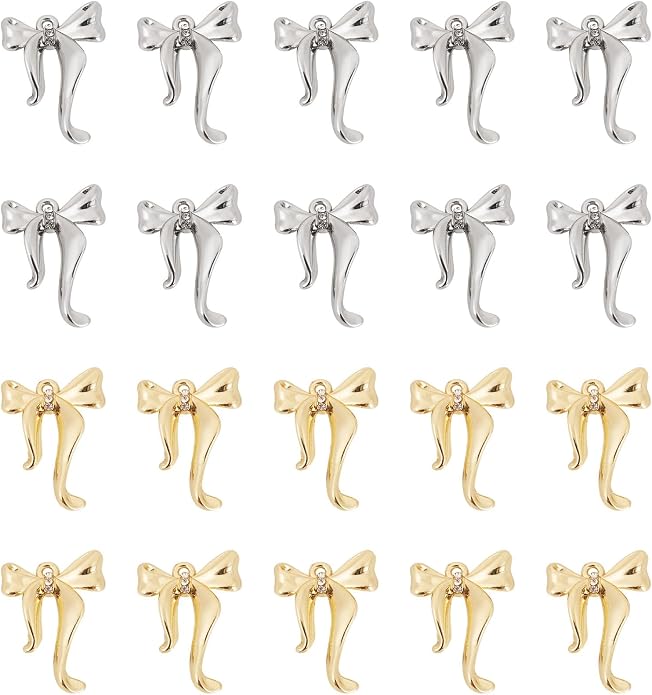 FASHEWELRY Alloy Bowknot Charms Links Golden Bow Tie Connector Charms Metal Bow by FASHEWELRY