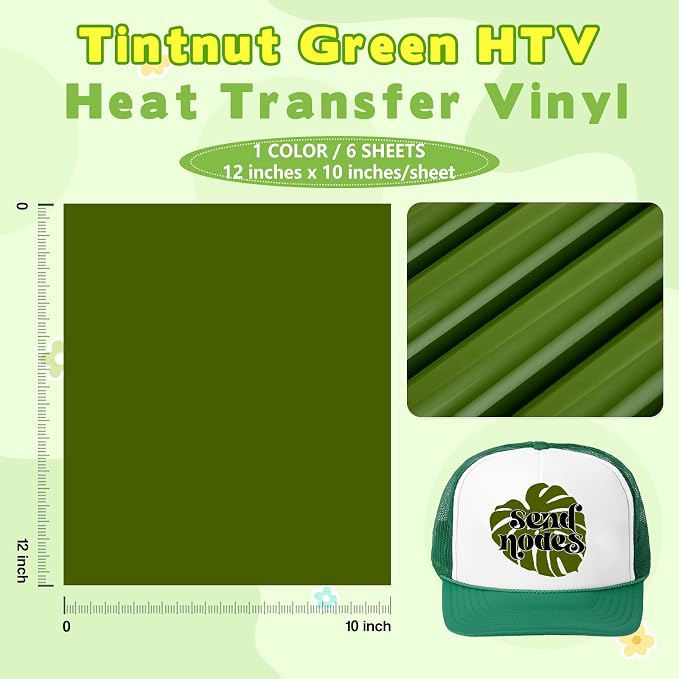 Tintnut Pesto Green Heat Transfer Vinyl, easy cut & weed, stretch washable - Image 2