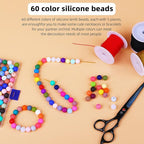 300pcs Silicone Beads for Keychain Making Kit 60 Colors Focal Rubber Round - Image 3