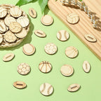 200 pcs Mixed Styles Sport Theme Undyed Wood Cutout Charms Basketball Football - Image 6