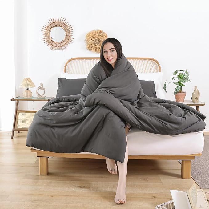 ROSGONIA Oversized Queen Comforter Charcoal Gray - Image 6