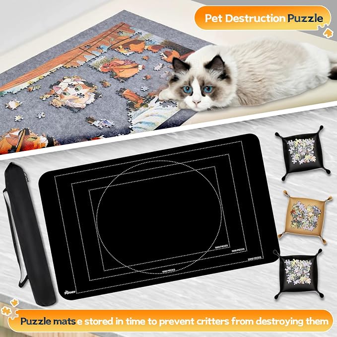 Pohxev Jigsaw Puzzle Mat Roll Up, Portable Saver Pad 48” x 31” Up to 2000 Pieces - Image 4