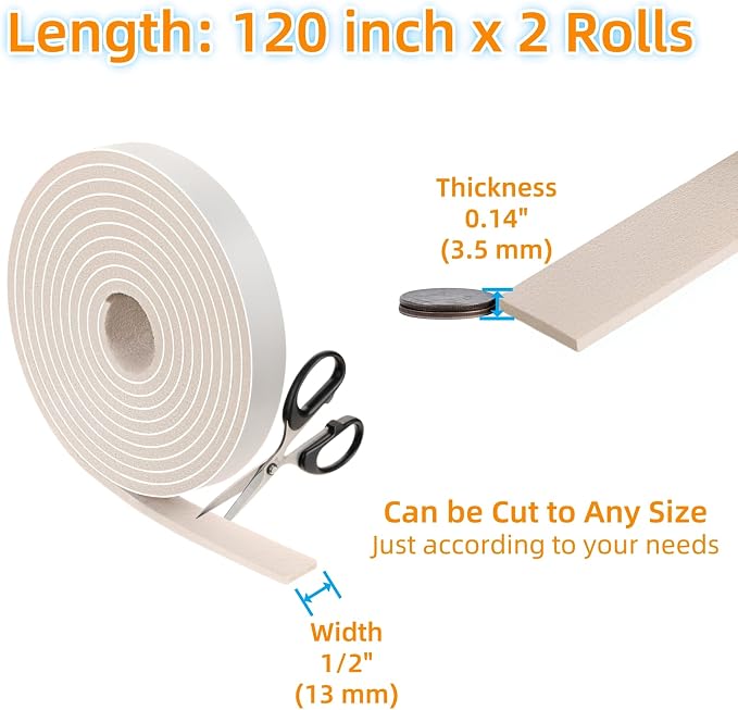 Felt Strips with Adhesive Backing – Furnigear Heavy Duty Cuttable Felt Tape - Image 2