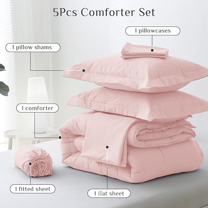 JOLLYVOGUE Twin XL Comforter Set, Ultra-Soft Bed in a Bag Twin XL Size 5 Pieces - Image 5
