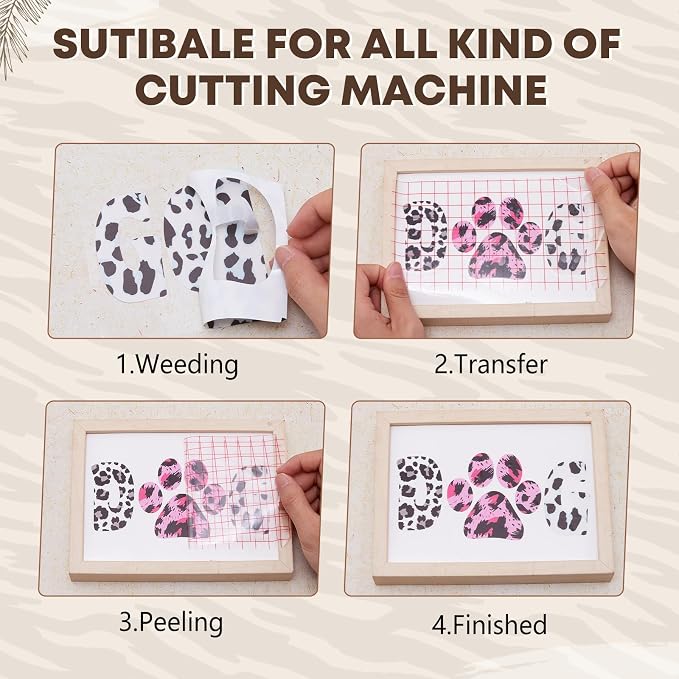 Tintnut Leopard Permanent Vinyl 8 Pcs 12x10in Black White Adhesive Vinyl | - Image 3