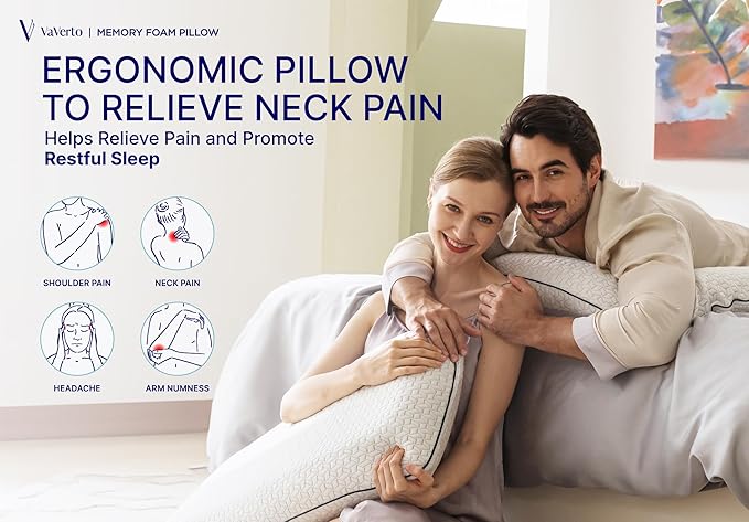 Vaverto Memory Foam Pillow 2-Pack – Cooling Gel-Infused Orthopedic Pillows - Image 9