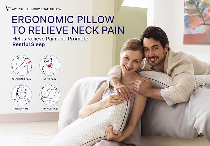 Vaverto Queen Memory Foam Pillow – Cooling Gel-Infused Firm Support - Image 9
