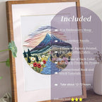 FONNUY Embroidery Kit for Beginners, Flower Hill Nature Landscape Pre-Stamped - Image 2