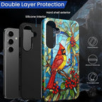 for Samsung Galaxy S25 Plus Case, Stained Glass Cardinal Bird Pattern Glossy 2 - Image 3