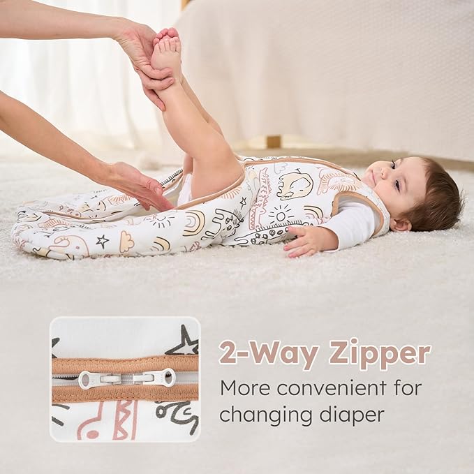 Yoofoss Baby Sleep Sack 18-24 Months, TOG 2.5 Baby Wearable Blanket with 2-Way Zipper, 100% Organic Cotton Fabric Winter Newborn Sleeping Sack, Warm Soft Comfy(X-Large)