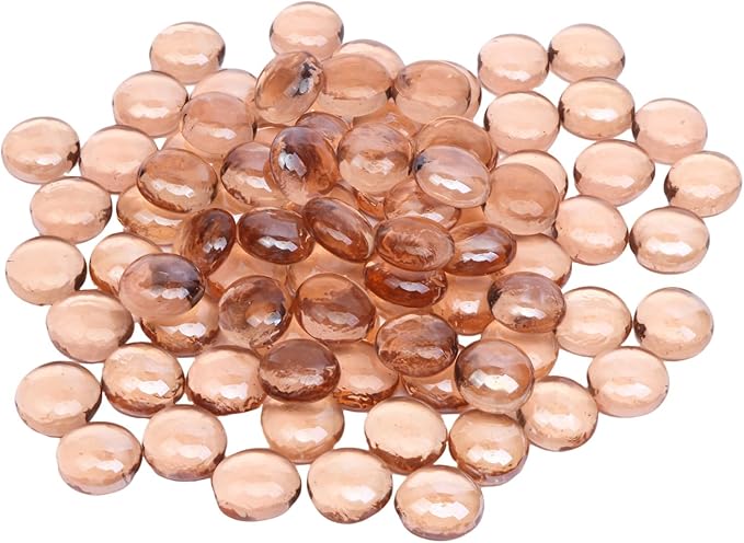 0.5 lb Champagne Glass Beads for Vases, Glass Pebbles, Champagne Flat Glass by Unknown