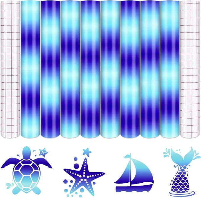 Tintnut Gradient Blue Permanent Vinyl 8 Pcs12x10in Self Adhesive Vinyl | by Tintnut