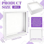 VOKOY 5 Pack 5" x 5" Shadow Box Frame, Small Wood White Hollow Photo Frame - Image 2