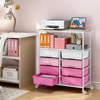 Rolling Cart with 8 Drawers, Storage Drawer Cart with Wooden Tabletop, Lockable - Image 8