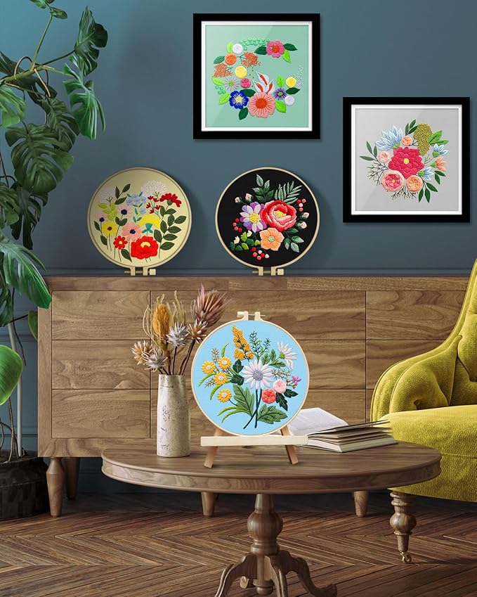 TINDTOP 5 Sets Embroidery Kit for Adults, Floral Embroidery Practice Kit for - Image 5