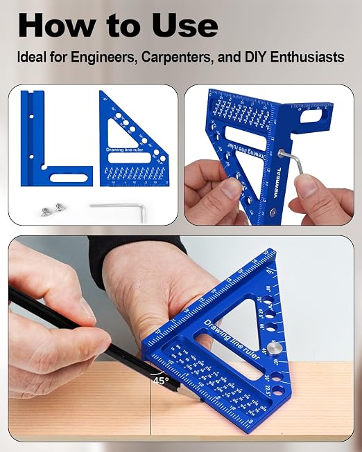 3D Multi-Angle Aluminum Alloy Woodworking Square Ruler, 22.5-90 Degree - Image 6