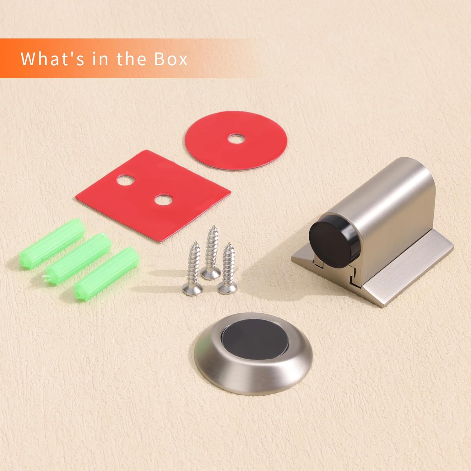 Bak Bo Magnetic Door Stoppers 1 Pack Bottom of Door Holder Keep Door Open No Drilling Magnet Floor Door Stop with Screws and Adhesive Brushed Nickel DS268BN-1