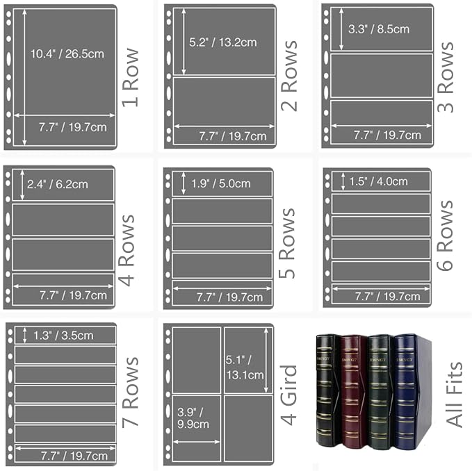 MUDOR Stamp Pages for Stamp Collection Album Binder Book, 10 Sheet 4 Grids | - Image 7