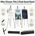 3 Pack Easel Stand for Sign, 63 Inch Portable Display Easel Stand, Poster Board - Image 8