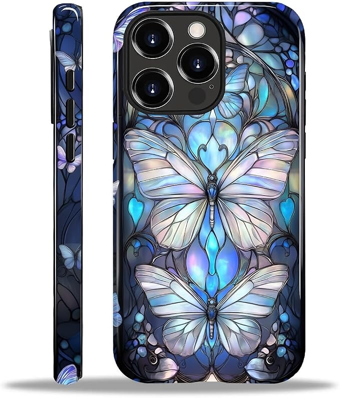 ZHEGAILIAN Case for iPhone 14 Pro Max, Stained Glass Butterfly Aesthetic by Home