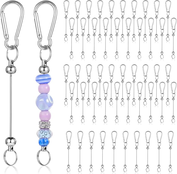 50 Pcs Beadable Keychain Bars Bulk DIY Metal Keychain Making Kit Metal by Unknown