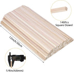 140-Pack Balsa Wood Sticks 1/4" x 12" Square Dowel Rods - Image 2
