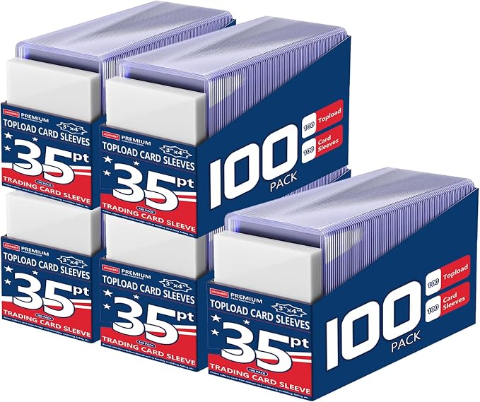 1000 Card Sleeves Top Loaders for Cards, 35pt 3"x4" Clear | Fit 2.5" x 3.5" by JohnBee