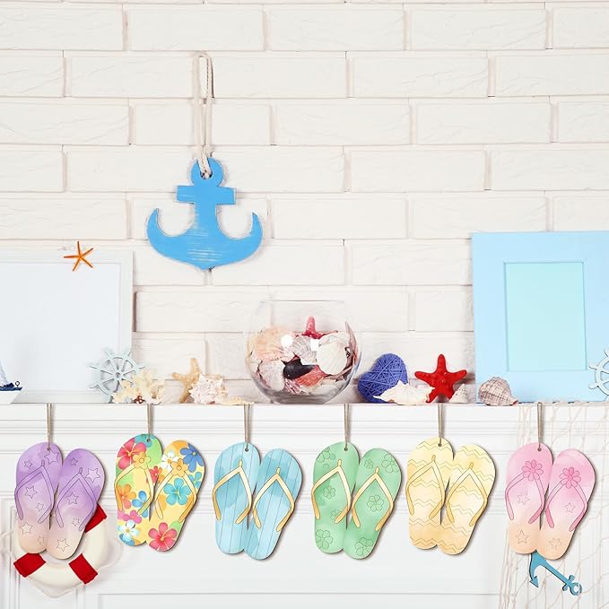 COCHIE Summer Slippers Wood Crafts to Paint Set of 24, Slipper Unfinished - Image 6