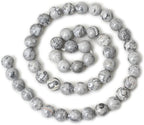 45PCS 8mm Natural Map Stone Round Loose Beads - Image 2