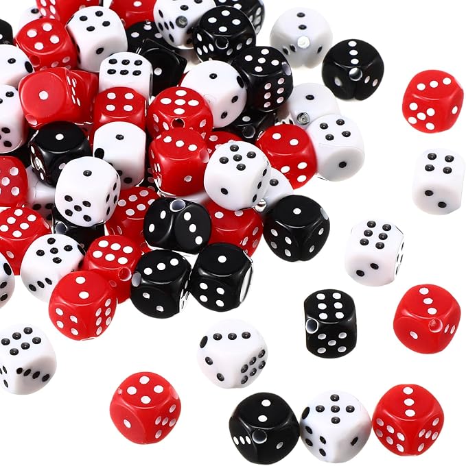 Ferreve 90 Piece Acrylic Dice Beads 10mm Dice Beads Bulk, Casino Games Birthday by Ferreve