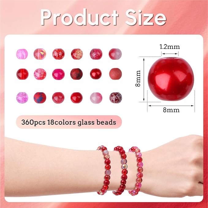 DUQGUHO 8mm Red Beads for Jewelry Making Red Glass Beads for Bracelets Crystal - Image 4