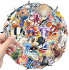 50Pcs Cartoon Marine Life Stickers Waterproof PET Water Bottle Decal Marine - Image 3