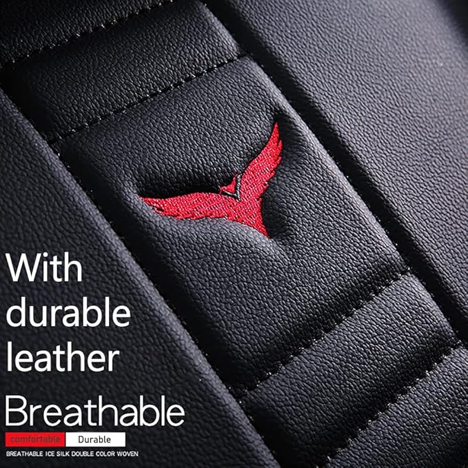 Auto Front Seat Covers fir for Suzuki 1999-2025 95% Models, 3D Front Split Bench Protection Compatible with Side Airbag Black & Red Line