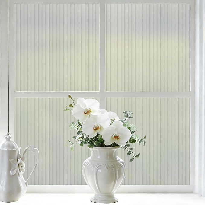 VELIMAX 4/5-Inch Reeded Glass Window Film, Frosted Glass Window Privacy Film by VELIMAX