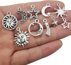 100g Craft Supplies Mixed Antique Silver Sun Moon Stars Charms Pendants - Image 2